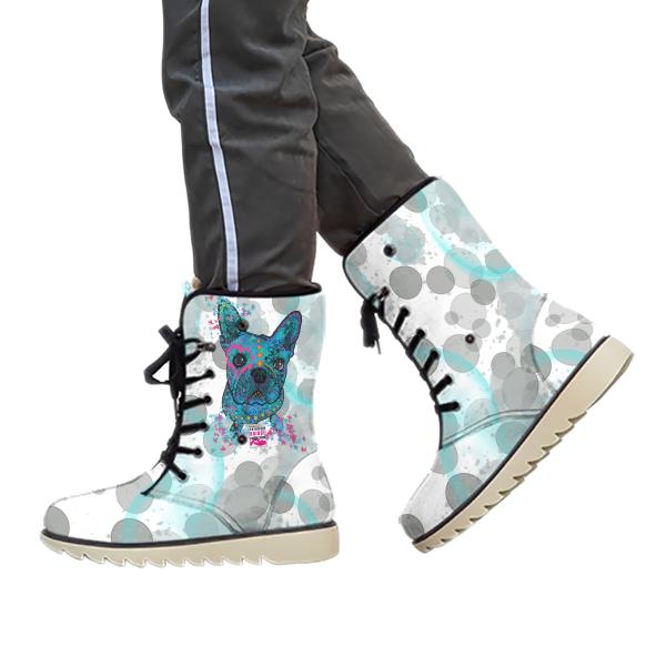 Winterboots mit Hundemotiv Elli - gefütterte Winterschuhe, Stiefel, bunt, Grösse 35-44, Mix, Mischling, Französische Bulldogge, Bully